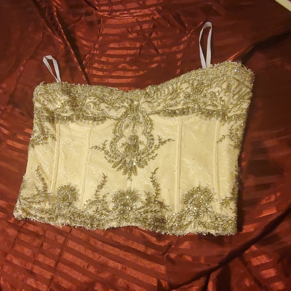 high-end high quality ivory beaded bridal top